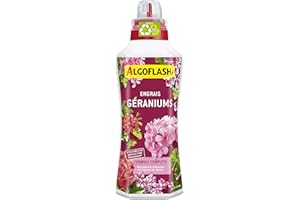 Algoflash Engrais Géraniums Liquide, Utilisable en Agriculture Biologique, Bouchon Doseur Inclus - 1L