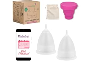 Feminatural Pack 2 Copas Menstruales + Esterilizador Copa Menstrual + Bolsa Algodón. Copa Menstrual de Silicona Médica Hipoalergénica, Copa de Menstruación alternativa a tampones y compresas. (S+S)