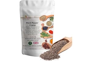 Ground Black Pepper Coarse Premium Quality by Spices&herbsuk - Cracked Black Pepper Improves Metabolism, Promotes Absorption of Nutrients - Coarse Ground Black Pepper Perfect for Healthy Diets – 1kg