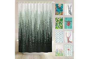 ‎ARTENEUR arteneur® - Tannenwald - Anti-Schimmel Duschvorhang 180x200 - Recycelt mit Öko-Tex Standard 100 - Beschwerter Saum, Blickdicht, Wasserdicht, Waschbar, 12 Ringe & E-Book mit Reinigungs-Tipps