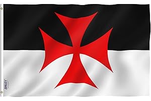 Anley Fly Breeze 3x5 Foot Knights Templar Flag Flag - Colori Vivaci e Resistente allo sbiadimento UV - Intestazione in Tela e Doppio Cucito - Bandiere della Chiesa cattolica Romana Poliestere