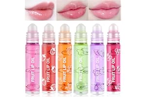 AOOWU Glitzer-Lipgloss Aufrollen, Farblos Roll on Lip Glow Oil Durchsichtig, 6 Stäbchen Fruity Moisturizing Lippenöl, Lip Gloss für Langanhaltend Glossy Pflegende Lippen (6 PCS)