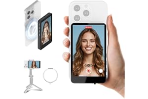 SYNCO XView Mobile Phone Selfie Monitor, Magnetic Smartphone Vlog Screen for iPhone & Android Rear Camera Wireless 50 m 3H Battery with Speaker for TikTok YouTube Livestream (Black)