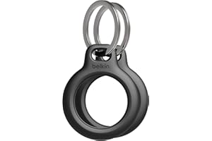 Belkin Llavero AirTag (2 unidades), Funda AirTag Resistente a los Arañazos con Frontal Abierto, Bordes Elevados, Cobertura, Cubierta, Localizador de Llaves, Mascotas, Maletas, Mochila y Otros, Negro
