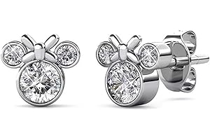 STYLACITY Orecchini a forma di topo in argento con cristalli Swarovski Minnie Topolino, regalo per ragazze e donne