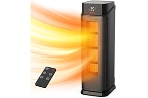 OMISOON Stufetta Elettrica Basso Consumo, PTC Stufa Elettrica, Modalità ECO, 2000W, 4 Modalità, Timer 24H, 90° Oscillazione, Telecomando, Protezione Contro Surriscaldamento e Ribaltamento, Stanze