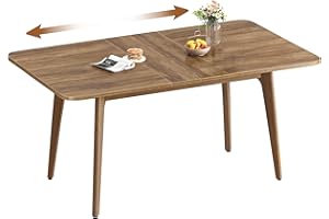VASAGLE Table de Salle à Manger, Plateau Extensible, Capacité de Charge de 120 kg, pour Salle à Manger, Bureau ou Espace de Travail, Design Épuré, Marron Miel KDT090K01