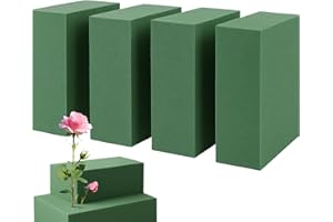 KLERBESH 4Pz Schiuma Floreale, Blocco di Spugna Idratabile 14x8x4cm Biodegradabile, Alta Ritenzione Idrica per Fiori Freschi e Artificiali, DIYMatrimoni Decorazioni Floreali Feste (4Pz)
