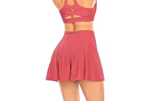WERENA Women's Pleated Tennis Skirt with Shorts Pockets Athletic Golf Skort Activewear Sport Workout Running Skirt High Waist