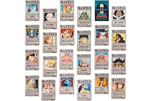 QWEPU 24 Pièces O-ne Bounty Voulait Poster,Poster Anime,O-ne Wanted Posters, Décoratif Pour Les Murs, Les Portes Et Les Fenêtres, Décoration De La Maison (28.5 * 19.5Cm*)