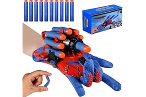 MAXRICUS Spider Shooter Toy Kids Gifts - Web Shooters for Kids Super Hero Toys with Spider Gloves Launcher Wrist Toys Set 2 Kinds Soft Bullets for Boy Girl Age 3 4 5 6 7 8 9 10 11 12 Christmas Birthday Gifts