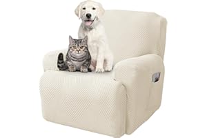 ‎JIN LE Jin Le Stretchhusse für Relaxsessel Komplett Sesselschoner Stretch Relaxsessel Bezüge 1 Sitzer Elastisch Sesselbezug für Fernsehsessel Liege Sessel Jacquard,Streifen-Beige