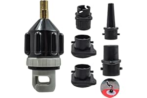UNILLEA Adaptateur Gonfleur Paddle compatible pompe standard, 5 en 1 adaptateur de valve pour planche à pagaie kayak canot bateau gonflable, embout de gonflage avec 4 buses d’air, facile à transporter