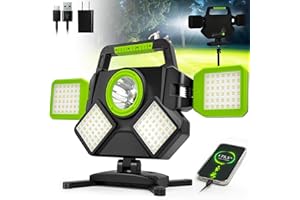 SYLSTAR 55W Rechargeable Work Light, 5000 Lumen Magnetic Base, IP65 Waterproof, Folding & Rotating LED, 6 Modes, Portable Cordless Light for Garage, Workshop, Construction, Car Repair, Camping