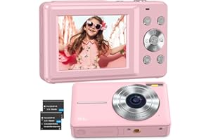 SIXTARY Digitalkamera Fotokamera FHD 1080P 44MP Fotoapparat, Vlogging Kamera Digital mit 2.4" LCD Wiederaufladbare 16X Digitalzoom, Tragbare Digitalkamera für Teenager, Kinder, Anfänger(Rosa)