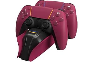 snakebyte PS5 Twin Charge 5 - Stazione di ricarica Playstation 5 per controller DualSense PS5, ricarica rapida da 2 ore, per controller wireless, cavo di tipo C, indicatore di stato di carica LED,