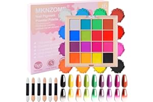 MKNZOME 16 Couleurs Pigment Ongles Nail Art, Ongles Blanc Noir Rose Vert Violet Camaïeu Dégradé Mat Poudre Chrome Ongle Paillette Ongles Nail Art Pou La DéCoration D'Art Ongle