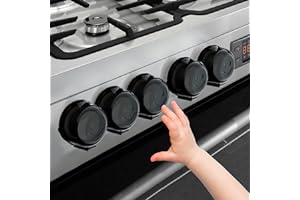 Stove Knob Covers for Child Safety - 5 Pack Babepai Upgraded Double-Key Design Universal Size Baby Safety Gas Oven Knob Covers Stove Guard Baby Proofing