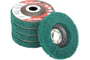 NuoDunco 5Pcs 180# Nylon Fiber Flap Disc 4 1/2 Inch Brush Polishing Wheel for Metal, Angle Grinder Scuff Pad Grinding Disc Brushing Removing Rust Paint Oxides of Metal & Wood Surface