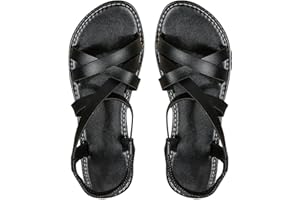 DuBiytlk Chaussures Pieds Larges Les Tropeziennes Sandales d'été à fond plat et bout rond pour femmes, bout ouvert, boucle à une ligne Sandale Plate Femme Chaussure Vintage