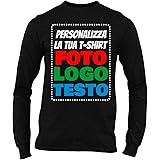 Incidiamo Maglietta Manica Lunga T-Shirt Maniche Lunghe Uomo Personalizzata con Stampa Logo, Foto, Scritta Personalizzabile