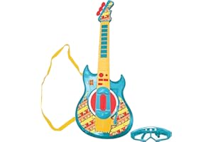 Lexibook, GRU, Mi Villano Favorito, Guitarra electrónica Minions con micrófono y Gafas para Cantar con Estilo, 2 Modos de Juego, Melodías de demostración, Efectos de luz, Amarillo/Azul, K260DES