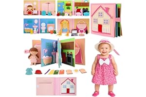 AYSOW Libro Sensoriale Montessori,Libro in feltro 3D per Bambini 1-6 Anni,Gioco Educativo per Sviluppare Fantasia e Manualità,Ideale per Viaggi e Regali (GIRLS)