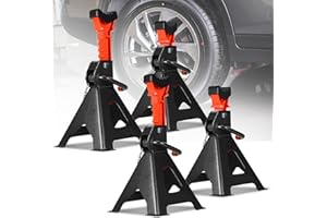 Jopassy 4X Cavalletti di Sostegno 3T, Altezza Regolabile 285 – 430 mm, con Fusibile, Supporti per assale, per Auto, Camper, roulotte