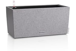 ‎LECHUZA LECHUZA-Pflanzgefäß BALCONERA Stone 40 steingrau, Balkonkasten mit Bewässerungssystem, Wasserstandsanzeiger und Pflanzeinsatz, Stein-Optik, 40 x 19 x 19 cm, 15434