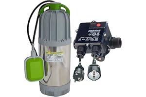 AMUR TAUCHPUMPE TAUCHDRUCKPUMPE ZISTERNENPUMPE REGENWASSERPUMPE Hauswasserwerk PUMPE Regen-Star-SUPER 800-3 mit 10m Kabel, mit EUROPÄISCHER PRODUKTION Pumpensteuerung, FLUOMAC®
