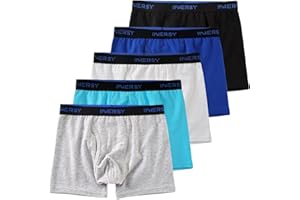 INNERSY Boxer pour Garçon en Coton Doux sous-vêtements Caleçons Grand Garcons 6 à 18 Ans Lot de 5