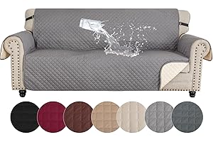 ‎YSTELLAA YSTELLAA Sofa Überzug 3 Sitzer, Wasserdicht Sofabezug, Sofaschoner rutschfest Mit Armlehnen, Couchschoner Sofa Cover, Durable Sofa Bezüge, Sofaschutz Für Haustier Katze Hunde, Hellgrau