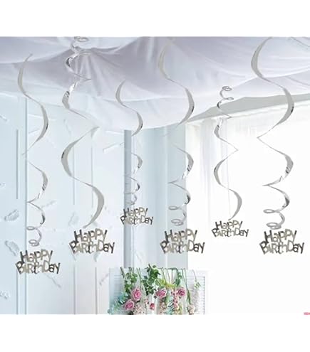 2024 Silver Foil Hanging Swirl Decorations - 3 Pack Large Dazzling Party Decor For New Year & Celebrations