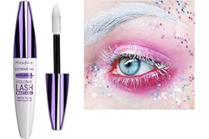 HISUNBEN Biały tusz do rzęs, wodoodporny, 10 ml, wodoodporny, trwały tusz do rzęs, przedłużacz do rzęs, na Boże Narodzenie, Halloween, imprezy, wesele, białe pudełko