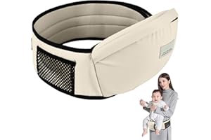 QINGZY Ergonomischer Baby Hüftsitz mit Seitentasche, Verstellbare Babytrage für Neugeborene und Kleinkinder, Leichter Taillenhocker, Hipseat Babytragesitz, Hüftumfang 67-110 cm, Beige