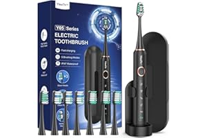 YTEATH PRO Brosse À Dent Électrique Soniques pour Adultes - Brosse A Dent Sonique avec 8 Têtes de Brosse et Étui de Voyage, 5 Modes, Étanche IPX7, Brosse A Dent Electrique de Rechargeable, Noir Mat