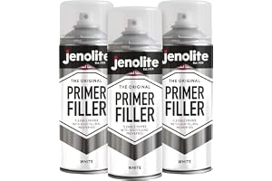 JENOLITE Primer Filler Sprayfärg | VIT | Högfylld Primer Färg med flera ytor | Fyller små bucklor och repor