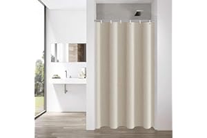 YISURE - Cortina de ducha 90x180 Beige, aspecto lino, cortina de baño estrecha, tejido textil hidrofugado, lavable a máquina, ancho 90 x altura 180 cm