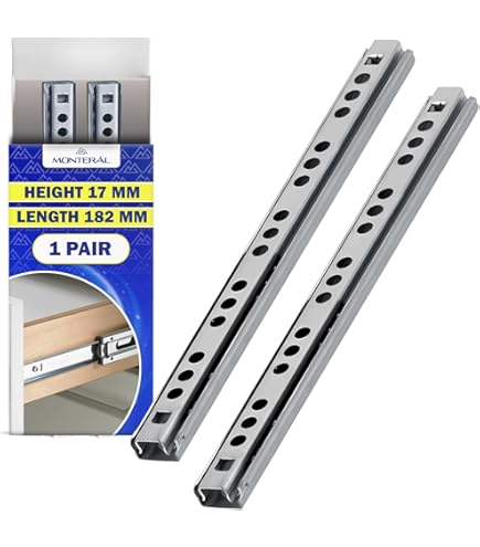 UMAXO® Lot De 2 Glissières De Tiroir De 17 Mm Avec Rainure