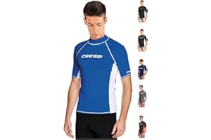 Cressi Rash Guard Man Short/SL - Maglietta Uomo Manica Corta Tessuto Elastico Avvolgente Antiabrasione, T Shirt Tecnica Snorkeling Immersione Surf, Muta Sub Maglia Tecnica Protezione Raggi UV UPF 50+