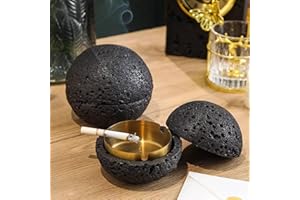 Cutfouwe Aschenbecher für draussen schwarz,Premium Aschenbecher aus Beton – 3 Rillen für die Zigarettenablage – Ascher mit möbelschonender Unterseite 12.5 x11.2 cm .Schwarz,L