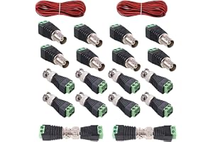 RUNCCI-YUN 10 stycken BNC hane honkontakt, BNC Balunkontakt för CCTV Koaxial/Cat5/Cat6 övervakningskamera