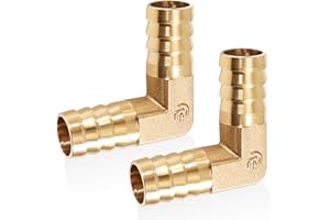 SILKWISH 2 Stück 19mm Schlauchadapter aus Messing 90 Grad Widerhaken Rohrverbinder Schlauchanschluss für Winkelrohrverbinder