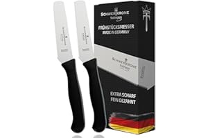 Schwertkrone Solingen Set di 2 Coltelli da Colazione - Tradizione e Qualità - Coltelli da burro e panini con lama ondulata - Acciaio INOX
