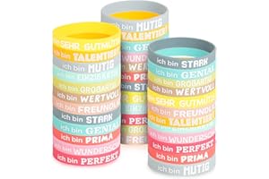 LCXCXY 36 Stück Motivationsarmbänder, Motivierendes Silikonarmband in Mutmache, Inspirierenden Sprüchen Silikon Armbänder, Motivationsarmbänder Kinder Party Mitgebsel für Teenager Kinder Schüler Studenten