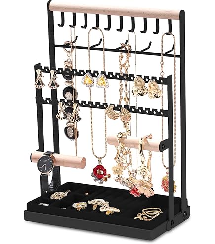 Espositore Gioielli Dokeno Bianco - Porta Collane, Orecchini, Anelli E Bracciali Con Design A 4 Livelli - Foto 7