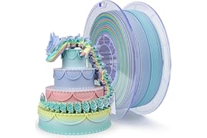 ZIRO Matowy filament do drukarki 3D, matowy, wielokolorowy filament PLA, 1,75 mm, wielokolorowy, tęczowy filament PLA, 1 kg, kolor makaroników