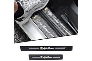 RIDGOEL 4 Pièces Protection Seuil de Porte de Voiture pour Alfa Romeo Giulia 159 147 156 Stelvio Giulietta Mito Autocollant en Cuir de Fibre de Carbone Plinthes pour Auto