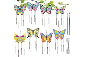8 Pièces Kits Bricolage Papillon Carillon Kits Bricolage Papillons en Bois Carillons Eoliens Papillon Carillons à Vent en Forme de Papillon, pour Activité Manuelle Garçons Filles