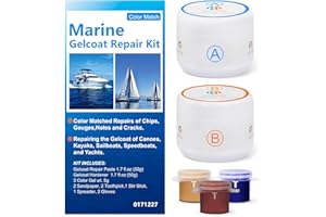 HOMETINKER Gel Coat Repair Kit for Boats (Color Match), Fiberglass Boat Repair Kit,Marine Fiberglass Repair Kit,Premium Marine Gelcoat Epoxy Filler,Repair Chips Cracks Pits Holes for Gelcoat Fiberglass Porcelain